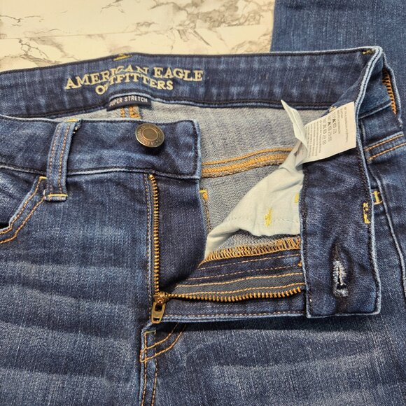 American Eagle 4 Regular Faded Medium Wash Super Stretch Jean Jeggings - Picture 8 of 10